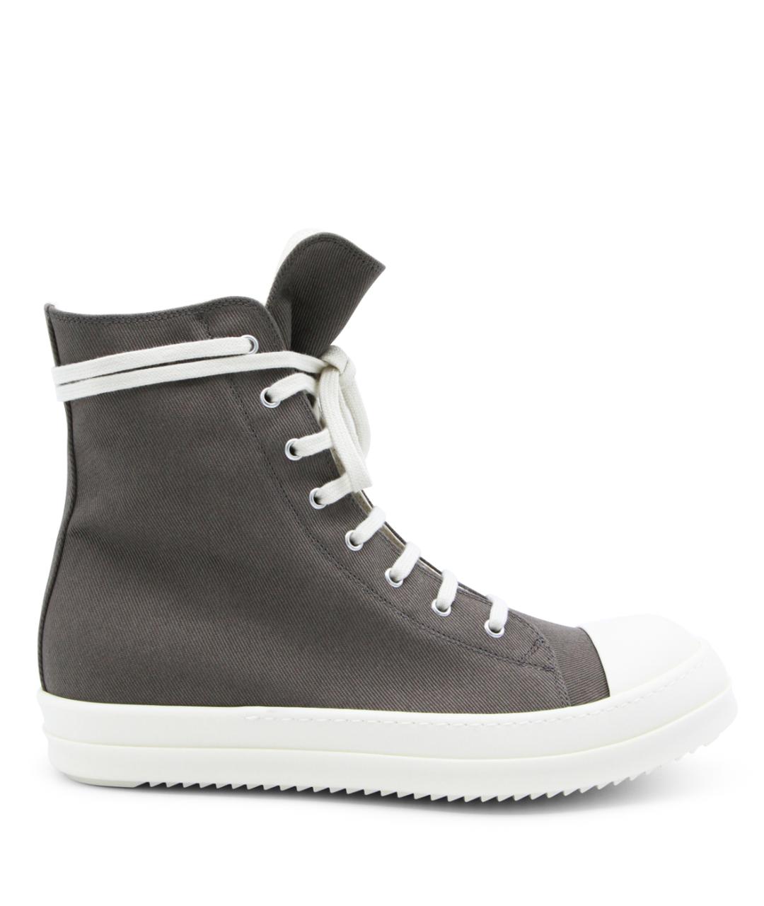 RICK OWENS DRKSHDW Серые текстильные высокие кроссовки / кеды, фото 1