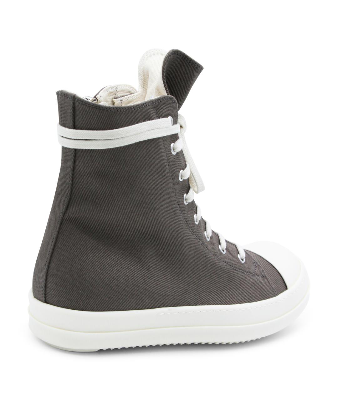 RICK OWENS DRKSHDW Серые текстильные высокие кроссовки / кеды, фото 3