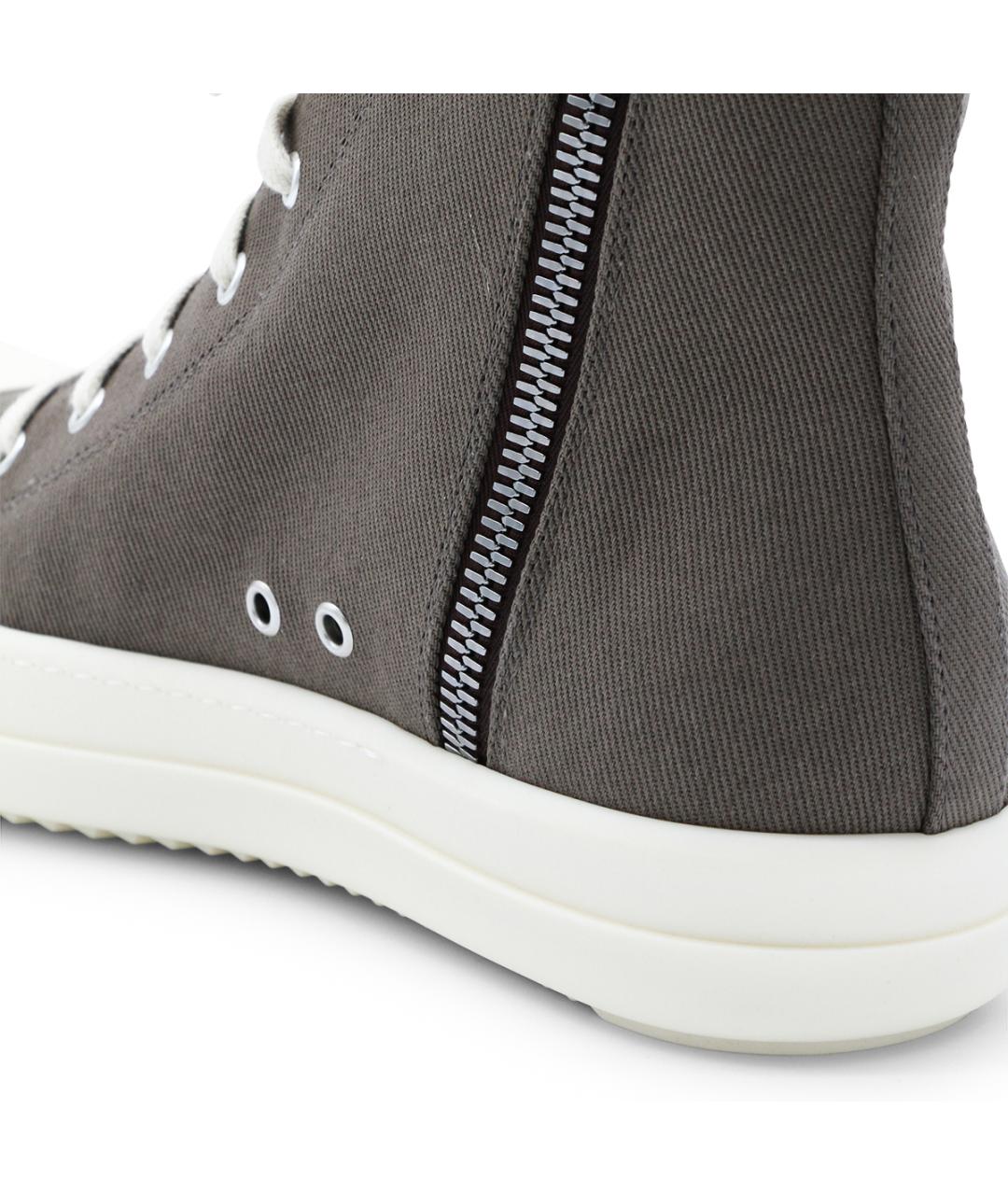 RICK OWENS DRKSHDW Серые текстильные высокие кроссовки / кеды, фото 4