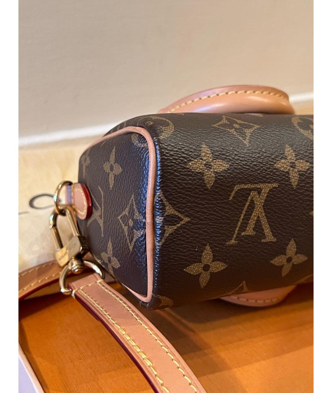 LOUIS VUITTON Коричневая кожаная сумка с короткими ручками, фото 6