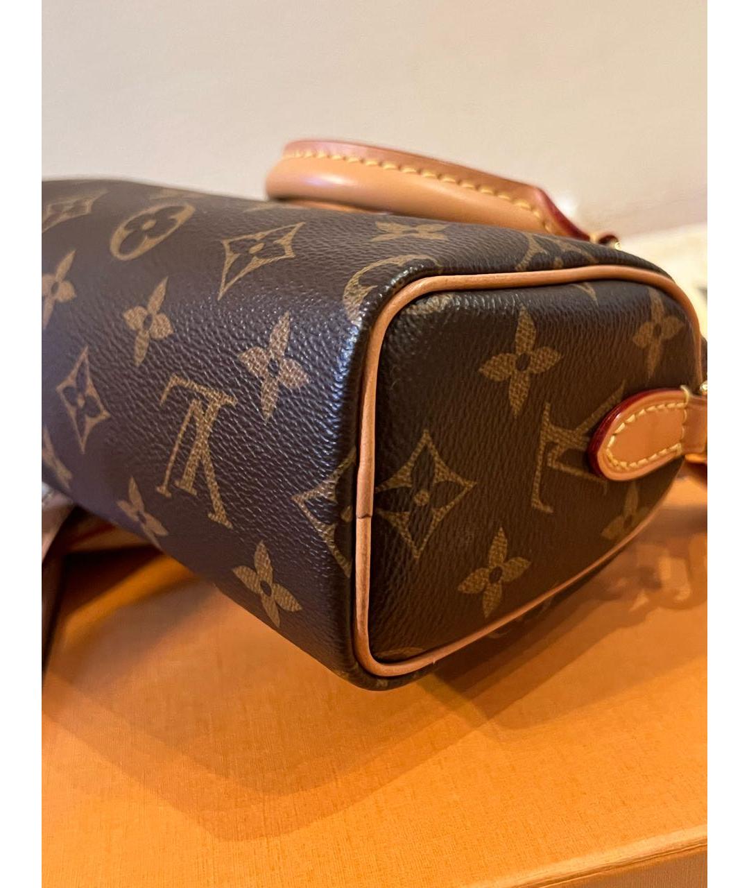 LOUIS VUITTON Коричневая кожаная сумка с короткими ручками, фото 7