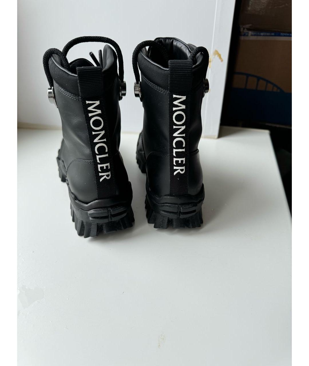 MONCLER Черные кожаные ботинки, фото 4