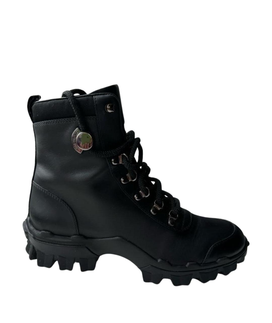 MONCLER Черные кожаные ботинки, фото 1