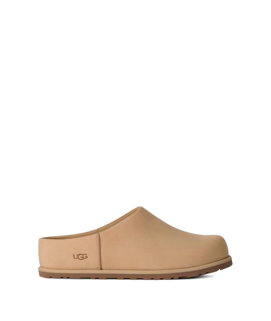UGG AUSTRALIA Бежевые кожаные мюли, фото 1
