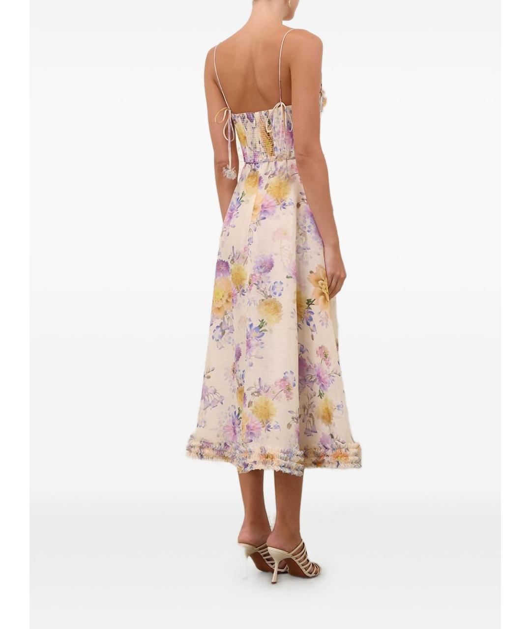 ZIMMERMANN Бежевое льняное повседневное платье, фото 6