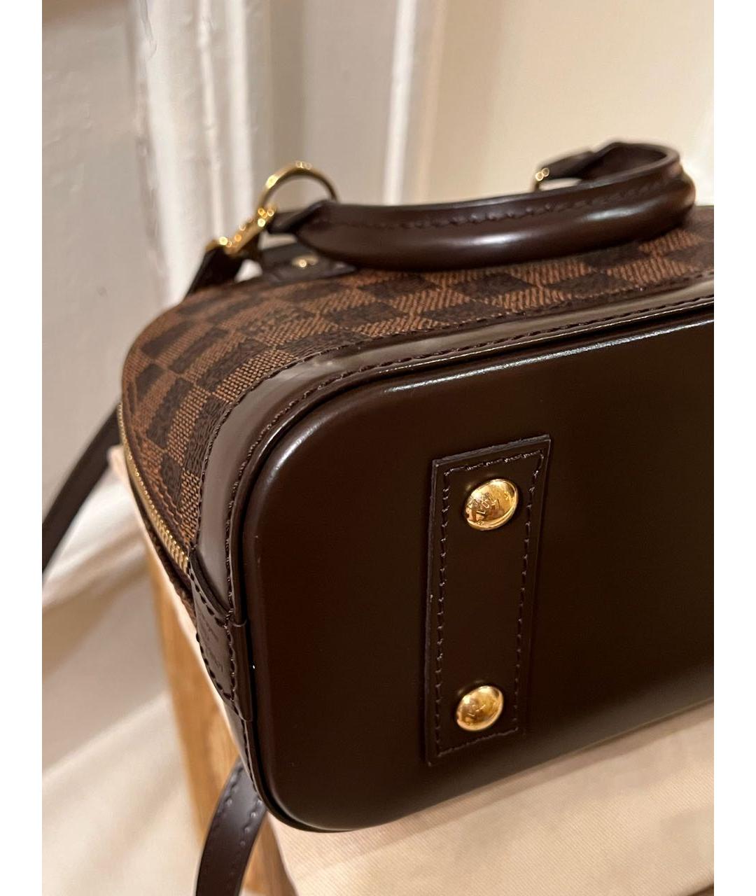 LOUIS VUITTON Коричневая кожаная сумка с короткими ручками, фото 5