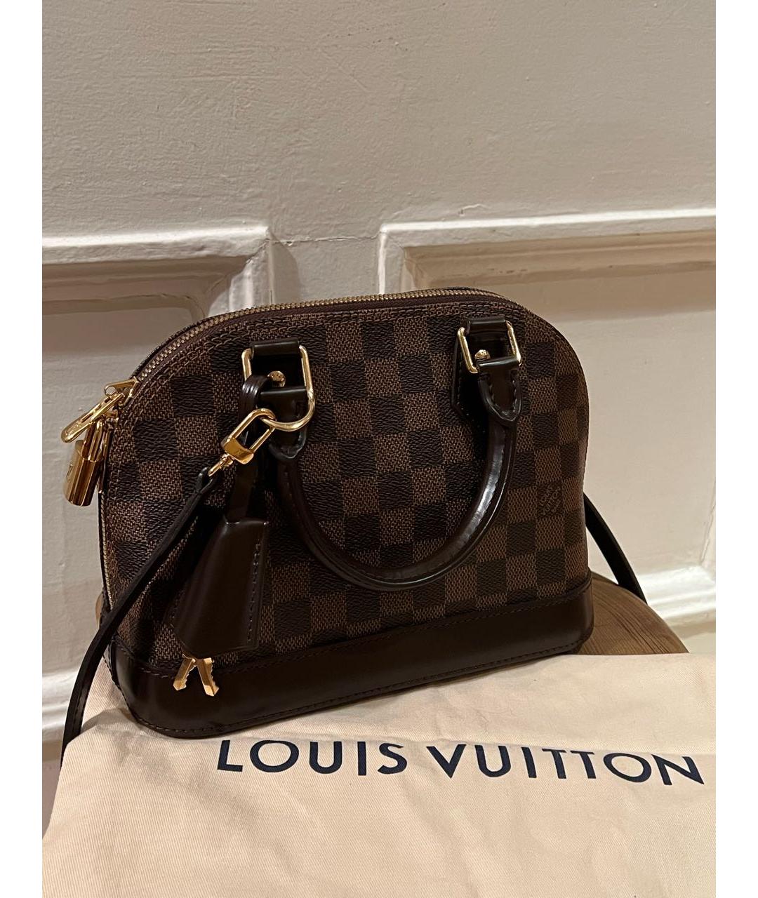 LOUIS VUITTON Коричневая кожаная сумка с короткими ручками, фото 2