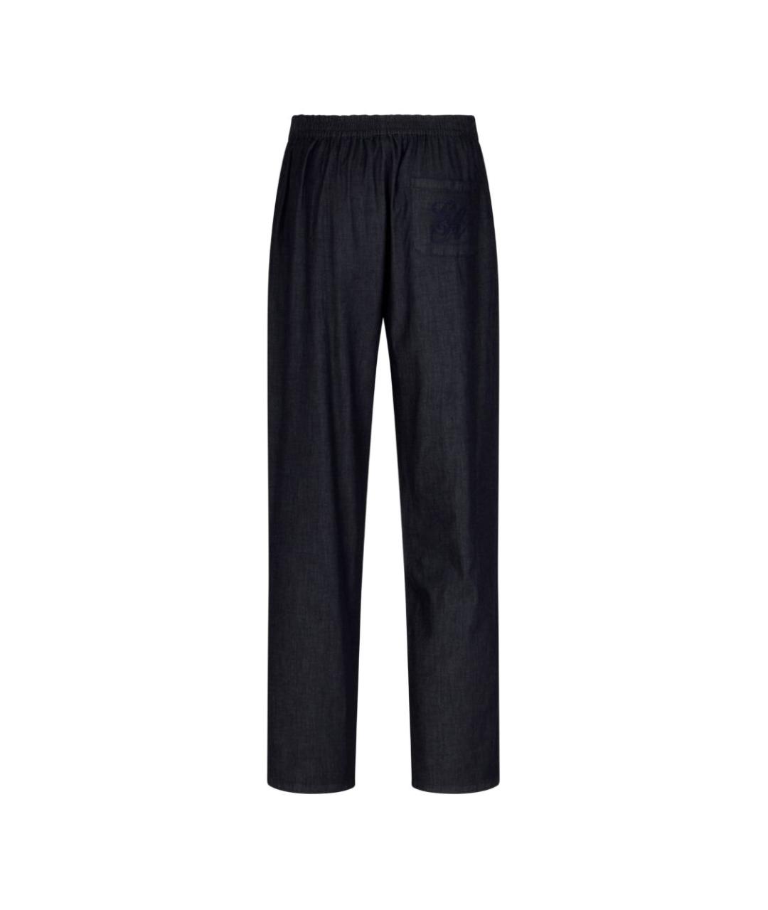 EMPORIO ARMANI Синие хлопковые прямые брюки, фото 3