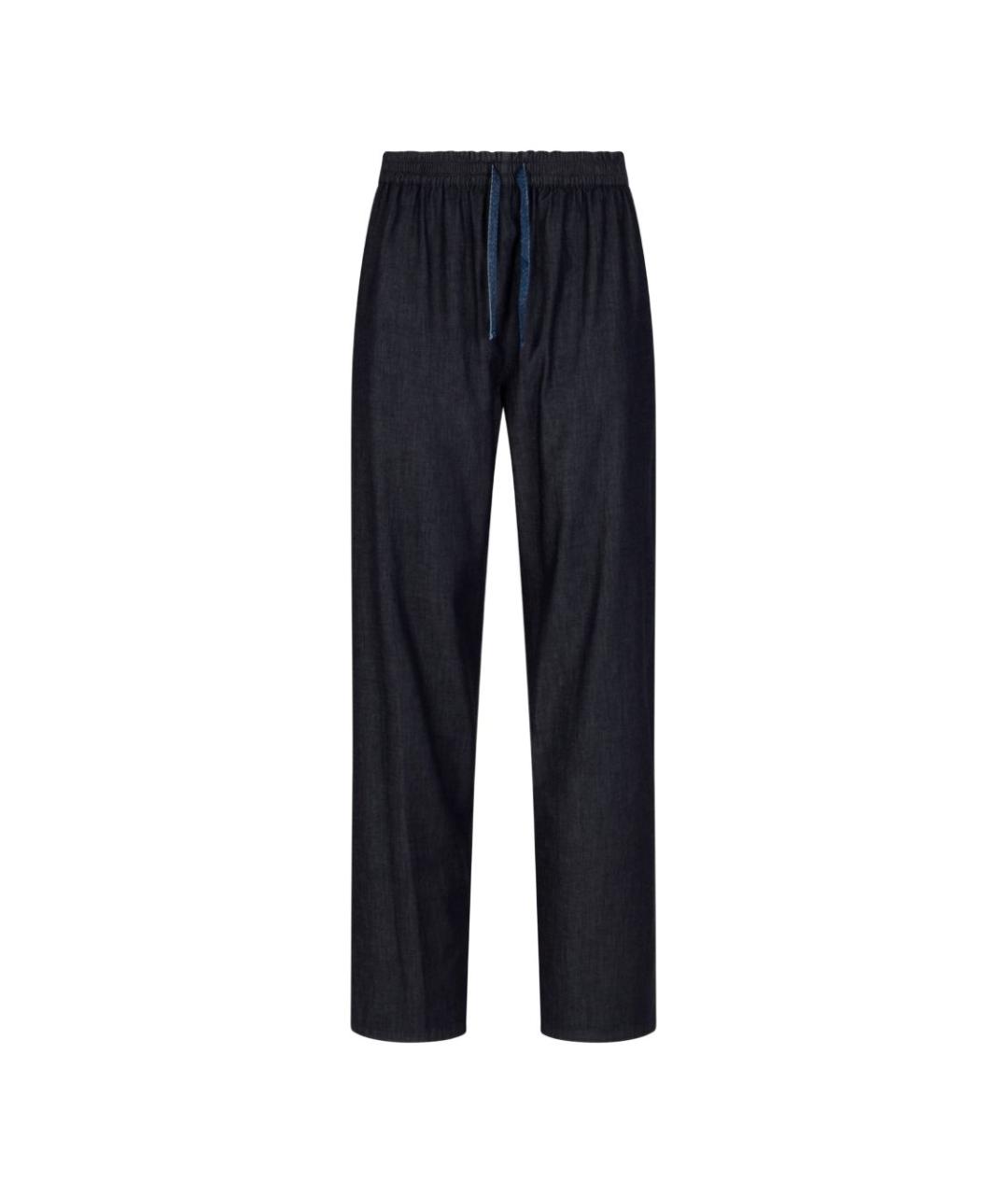 EMPORIO ARMANI Синие хлопковые прямые брюки, фото 1