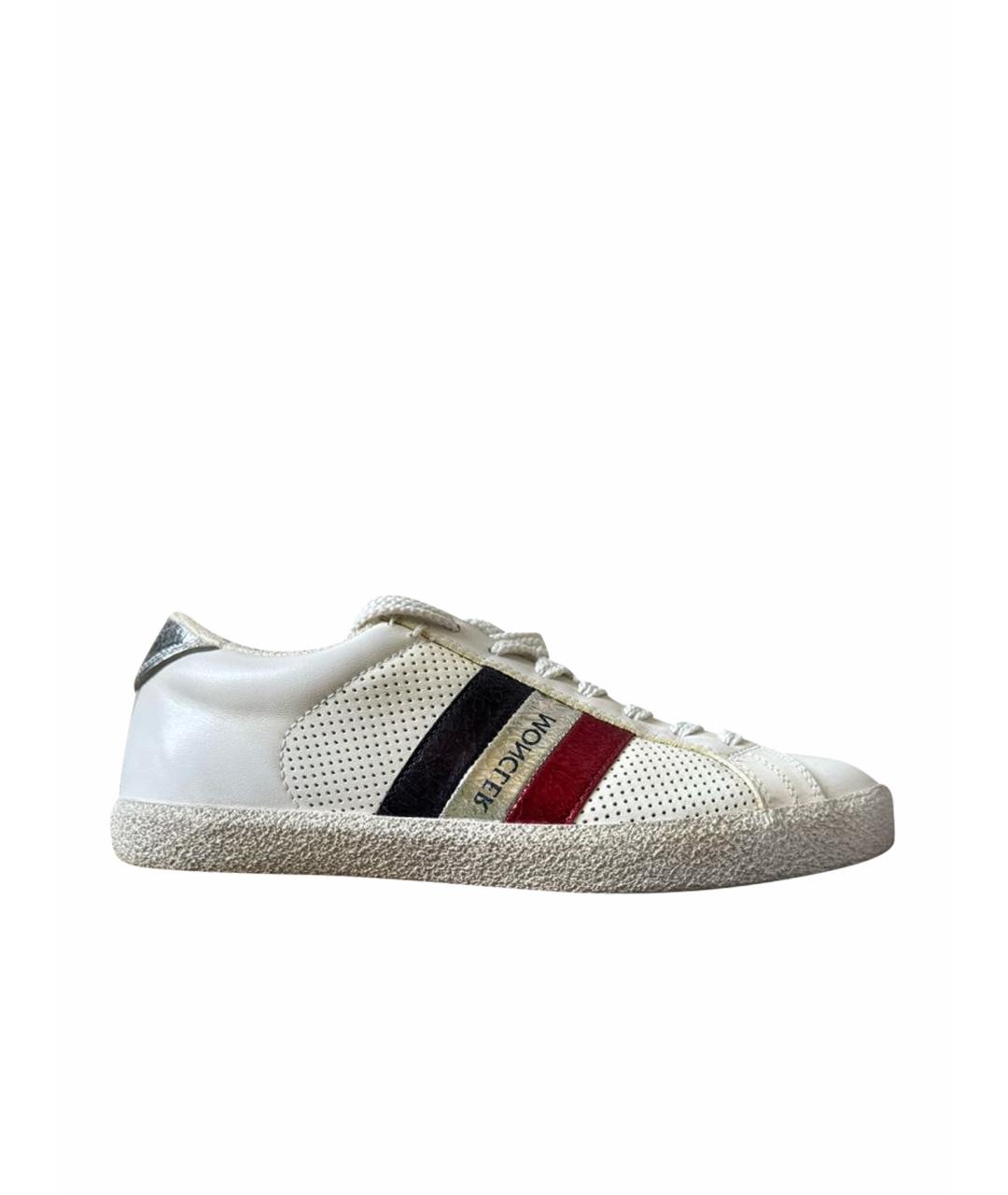 MONCLER Белые кожаные кеды, фото 1