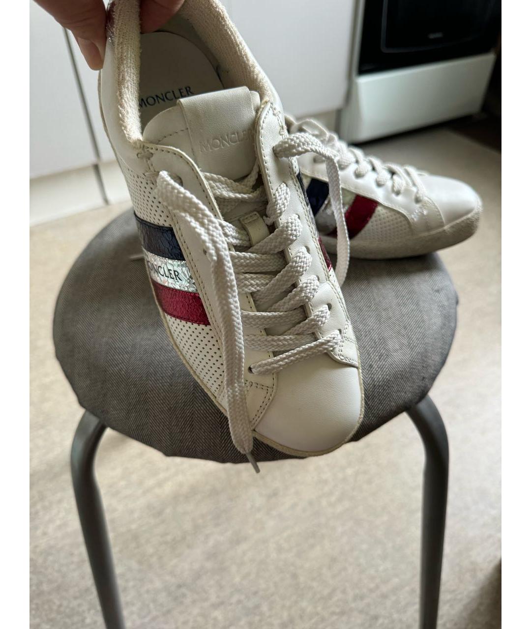 MONCLER Белые кожаные кеды, фото 2