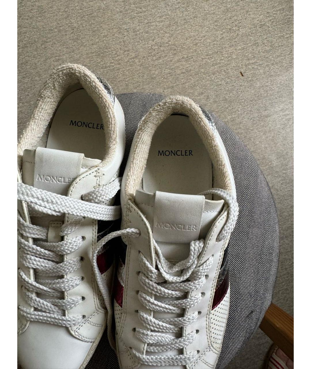 MONCLER Белые кожаные кеды, фото 3
