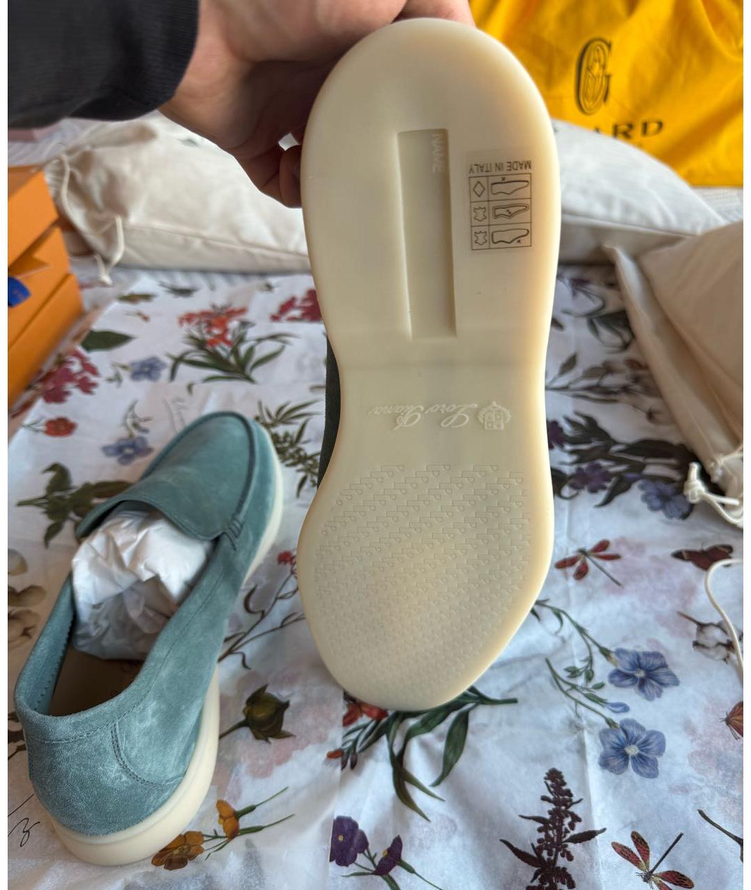 LORO PIANA Бирюзовые замшевые лоферы, фото 4