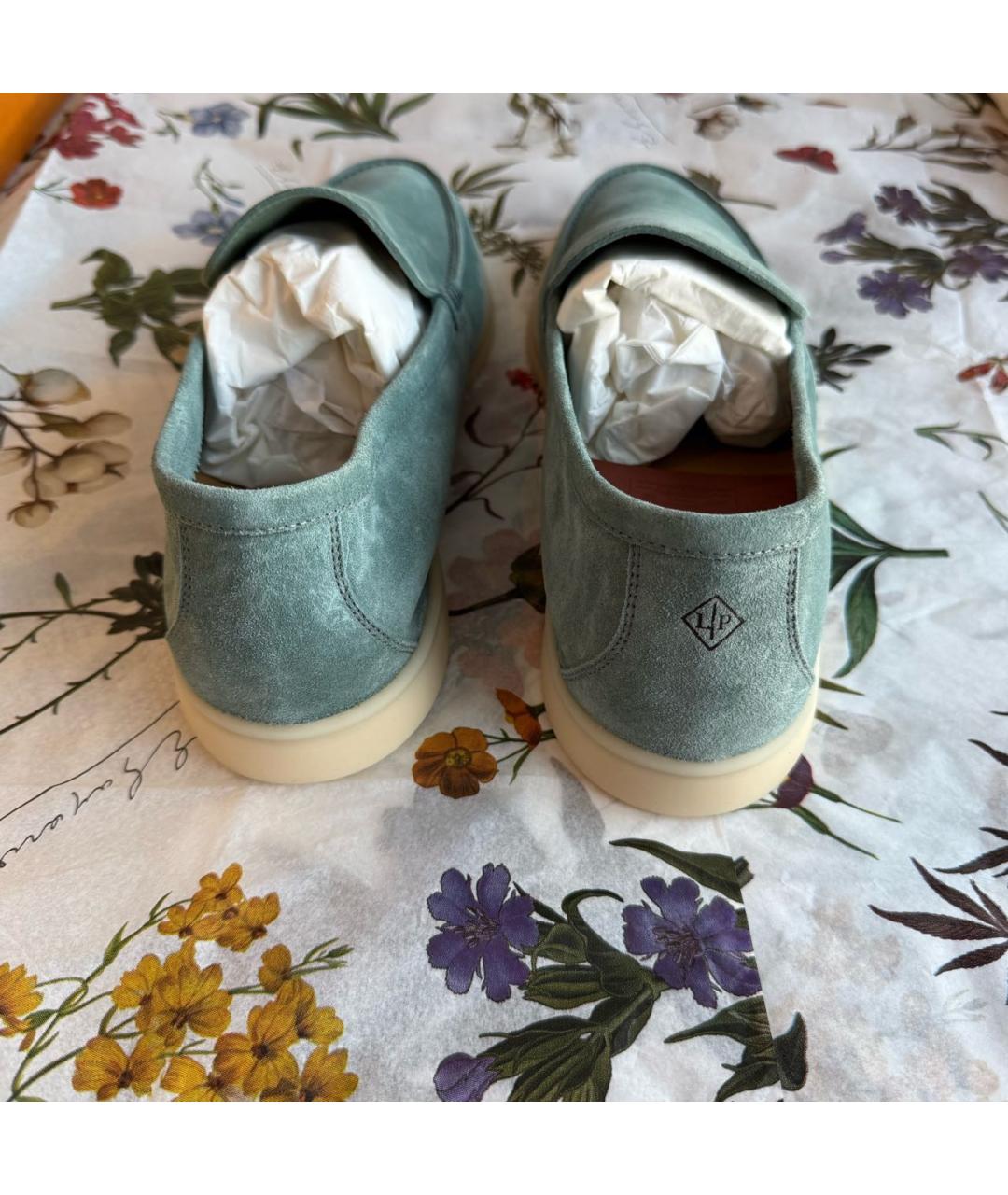 LORO PIANA Бирюзовые замшевые лоферы, фото 3