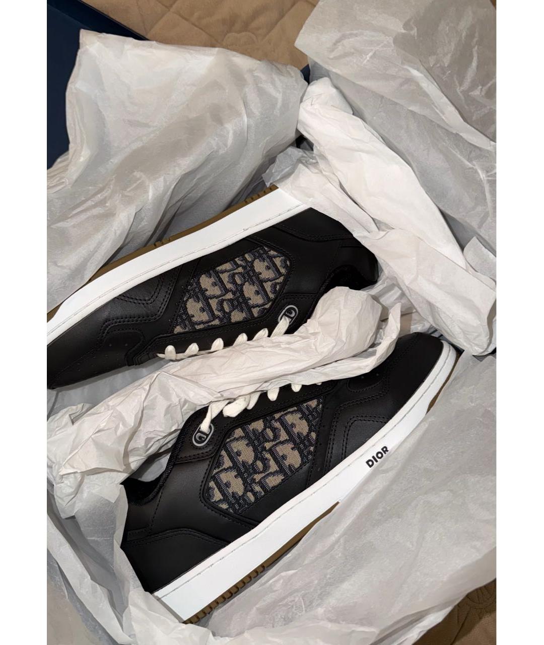 CHRISTIAN DIOR Черные кожаные низкие кроссовки / кеды, фото 4