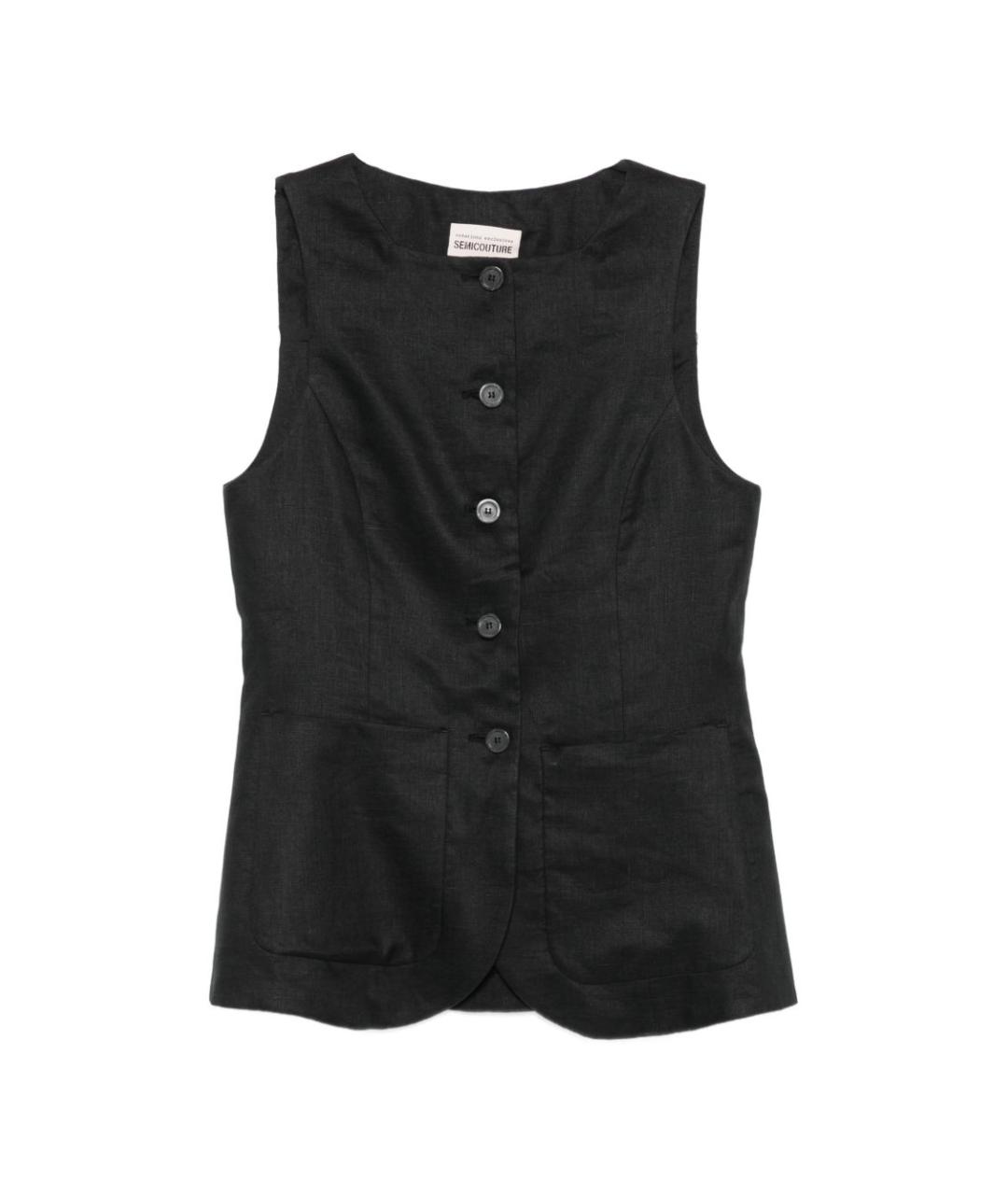 SEMICOUTURE Черная полиэстеровая жилетка, фото 1