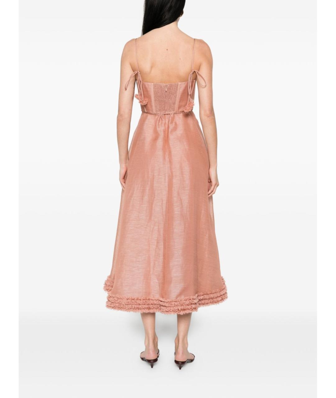 ZIMMERMANN Розовое льняное коктейльное платье, фото 5