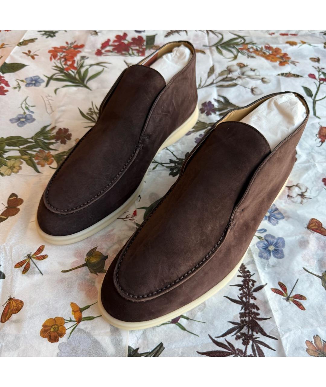 LORO PIANA Коричневые нубуковые лоферы, фото 2