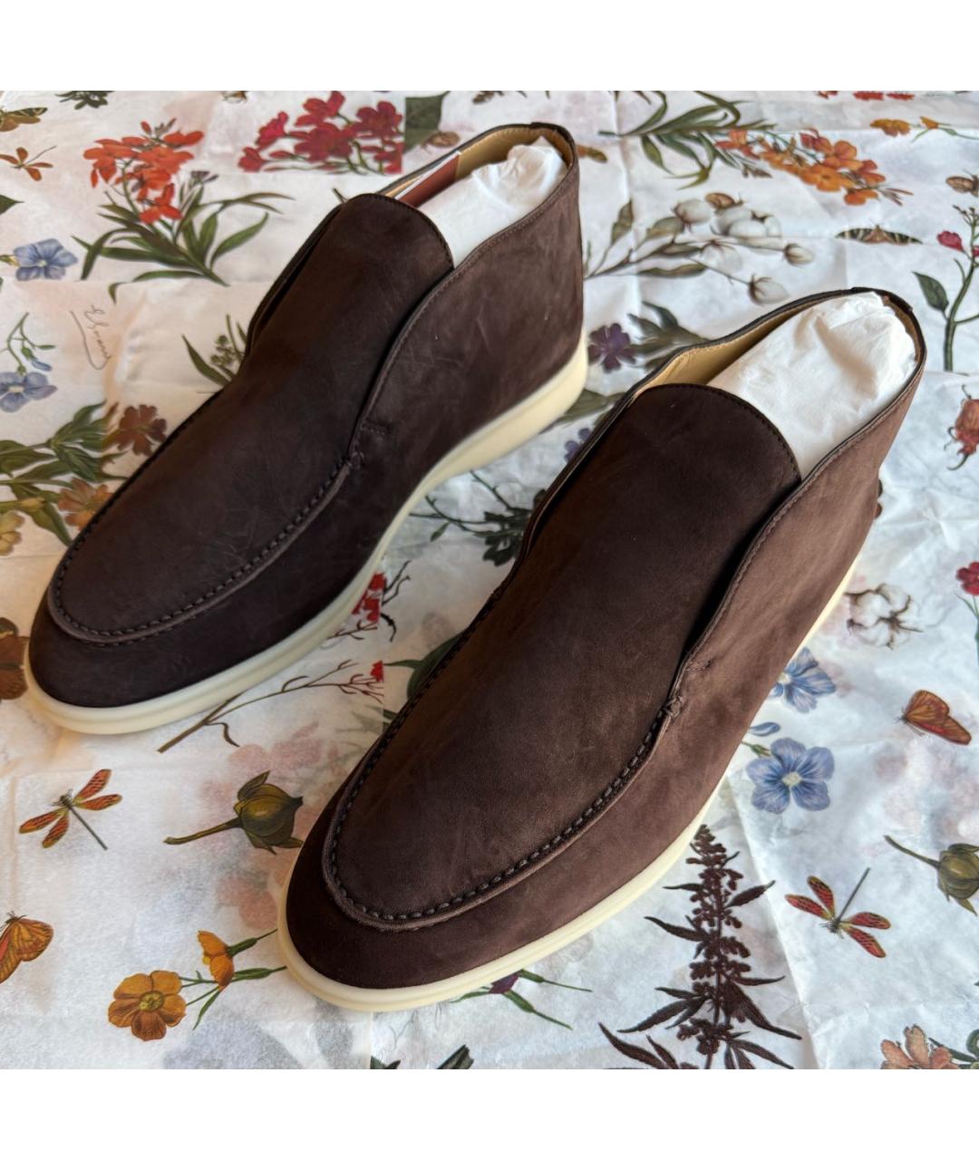 LORO PIANA Коричневые нубуковые лоферы, фото 3