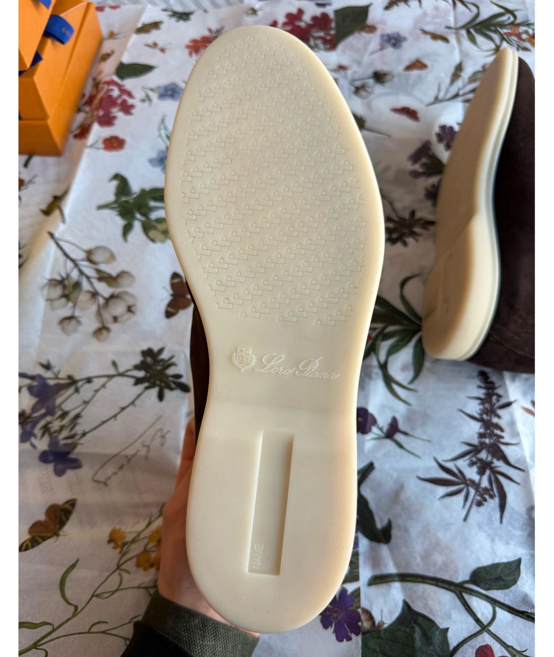 LORO PIANA Коричневые нубуковые лоферы, фото 5