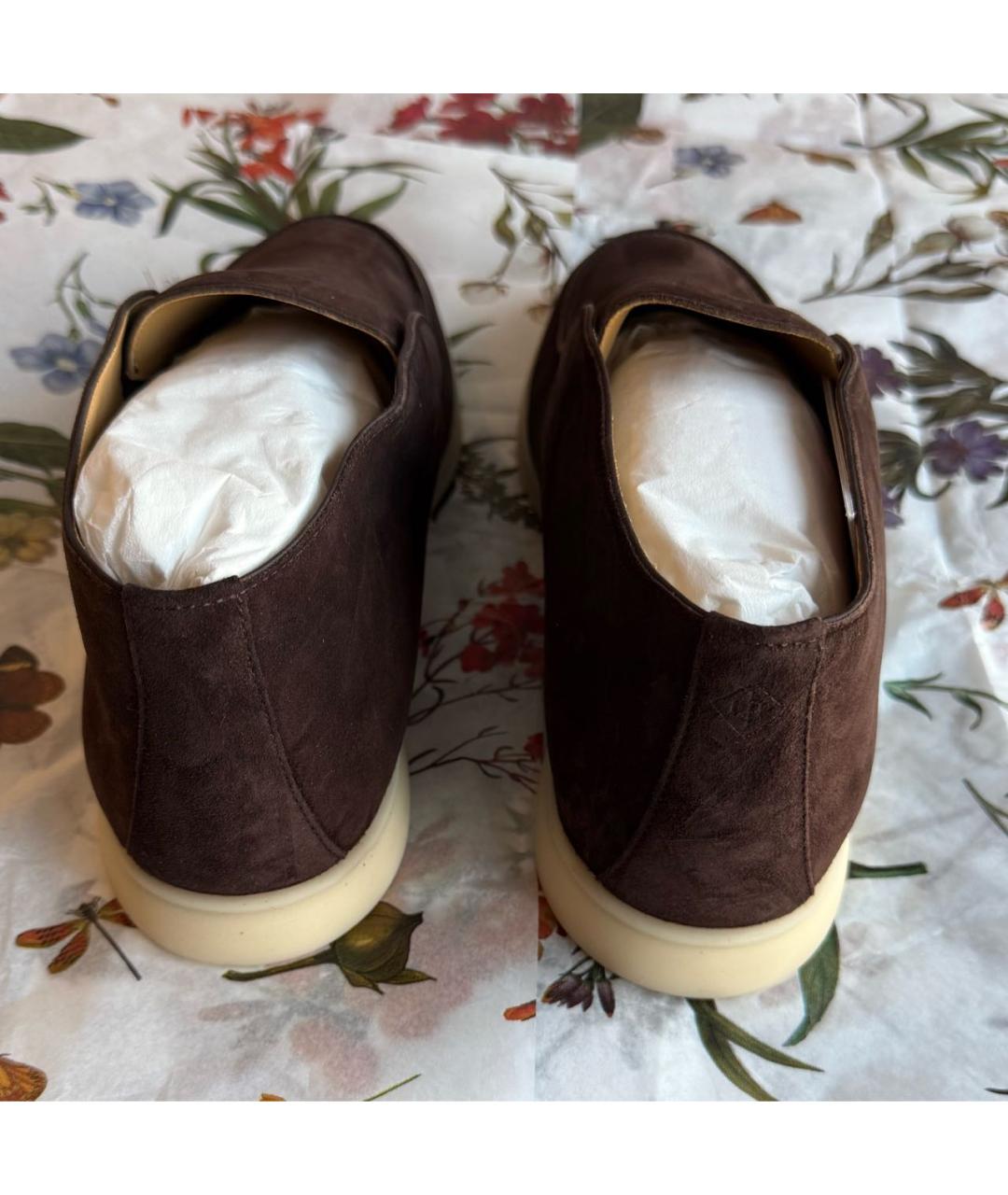 LORO PIANA Коричневые нубуковые лоферы, фото 4