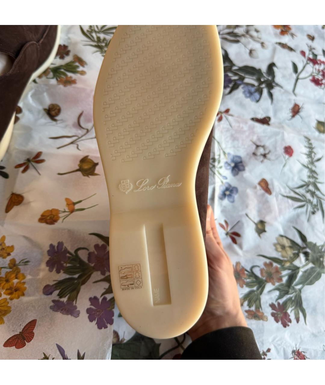 LORO PIANA Коричневые нубуковые лоферы, фото 6