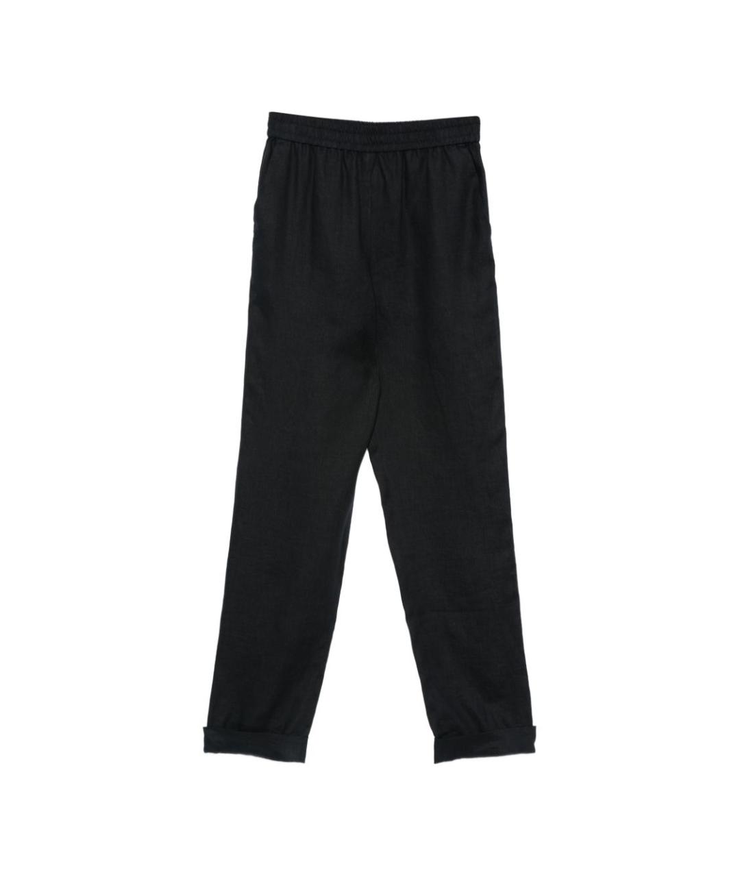 EMPORIO ARMANI Темно-синие льняные прямые брюки, фото 1