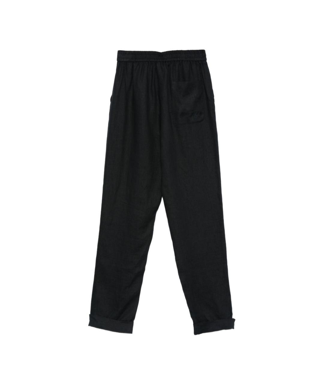 EMPORIO ARMANI Темно-синие льняные прямые брюки, фото 2