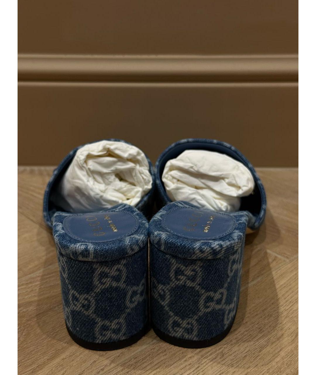 GUCCI Голубые текстильные сабо, фото 4