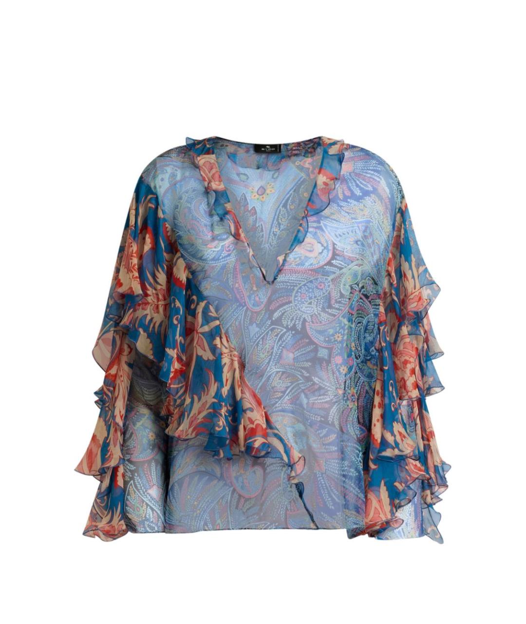 ETRO Голубая шелковая блузы, фото 6