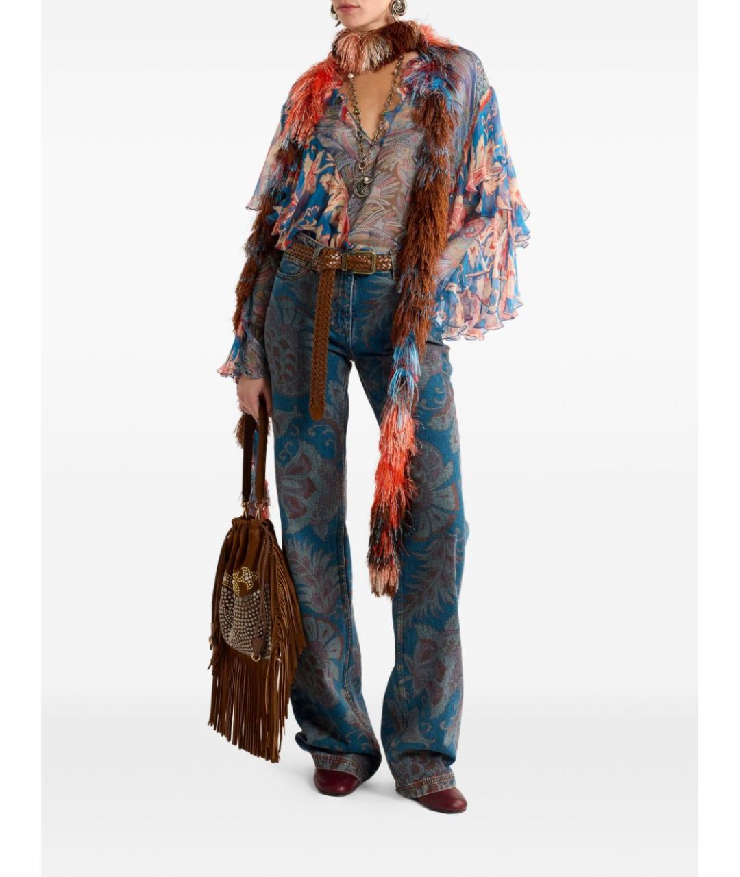 ETRO Голубая шелковая блузы, фото 2