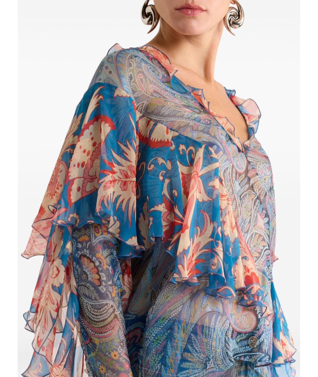 ETRO Голубая шелковая блузы, фото 3