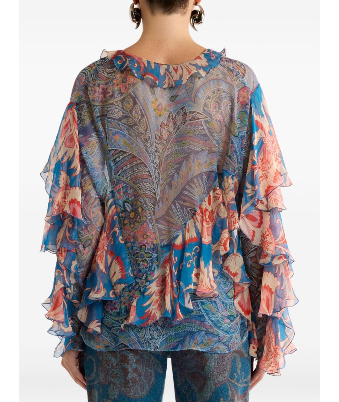 ETRO Голубая шелковая блузы, фото 5