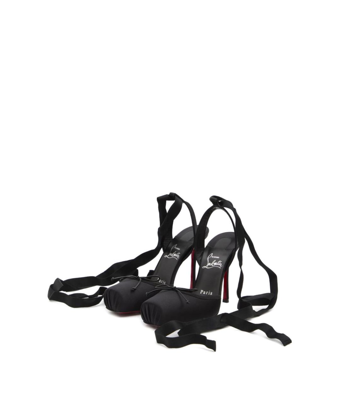 CHRISTIAN LOUBOUTIN Черные текстильные туфли, фото 2