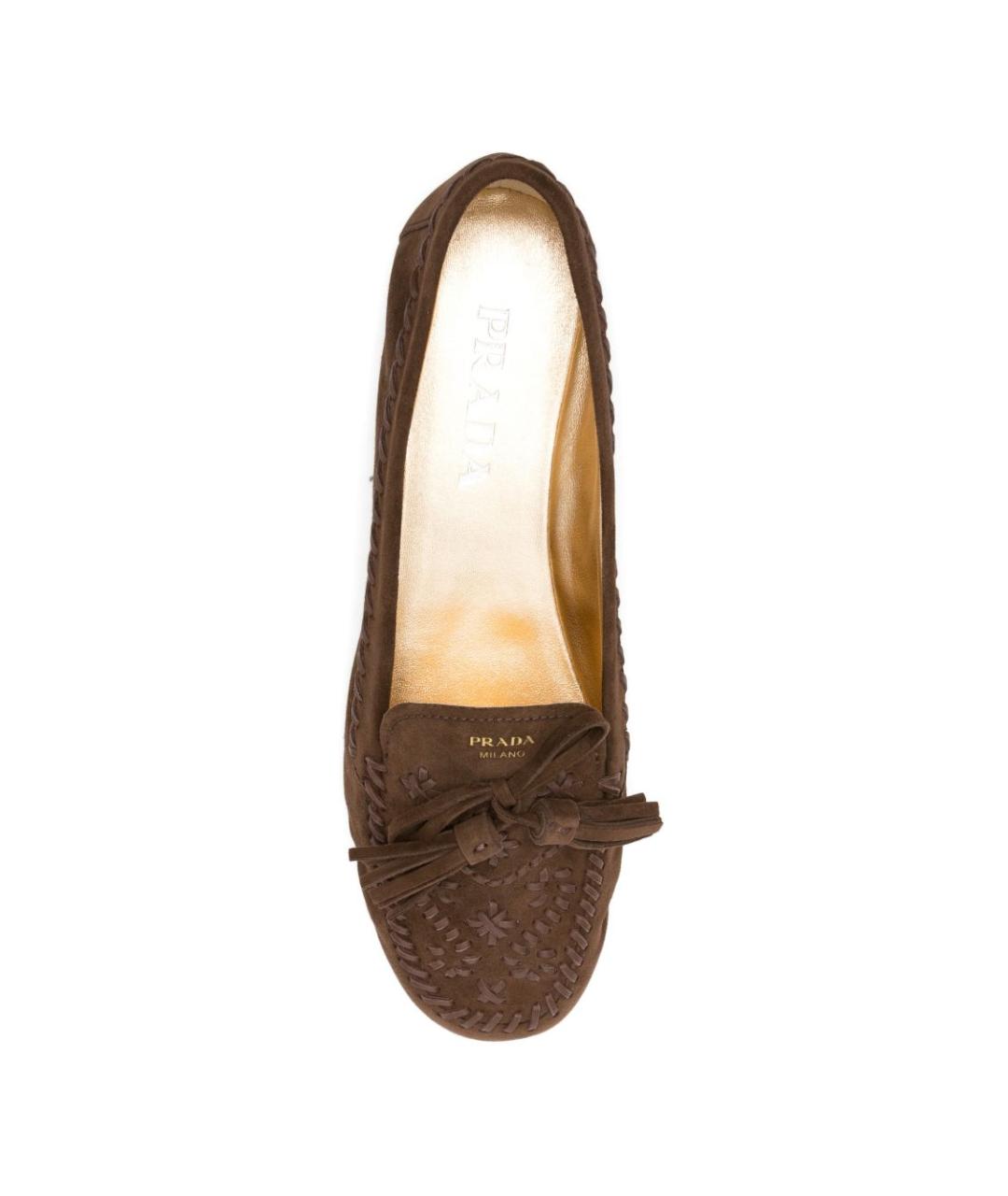 PRADA Коричневые замшевые лоферы, фото 4