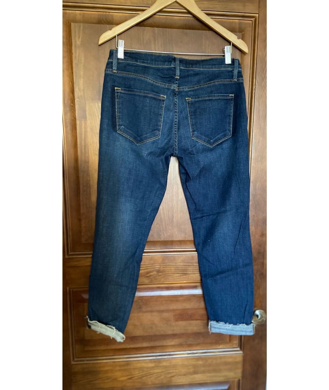 FRAME Синие хлопко-полиэстеровые прямые джинсы, фото 2