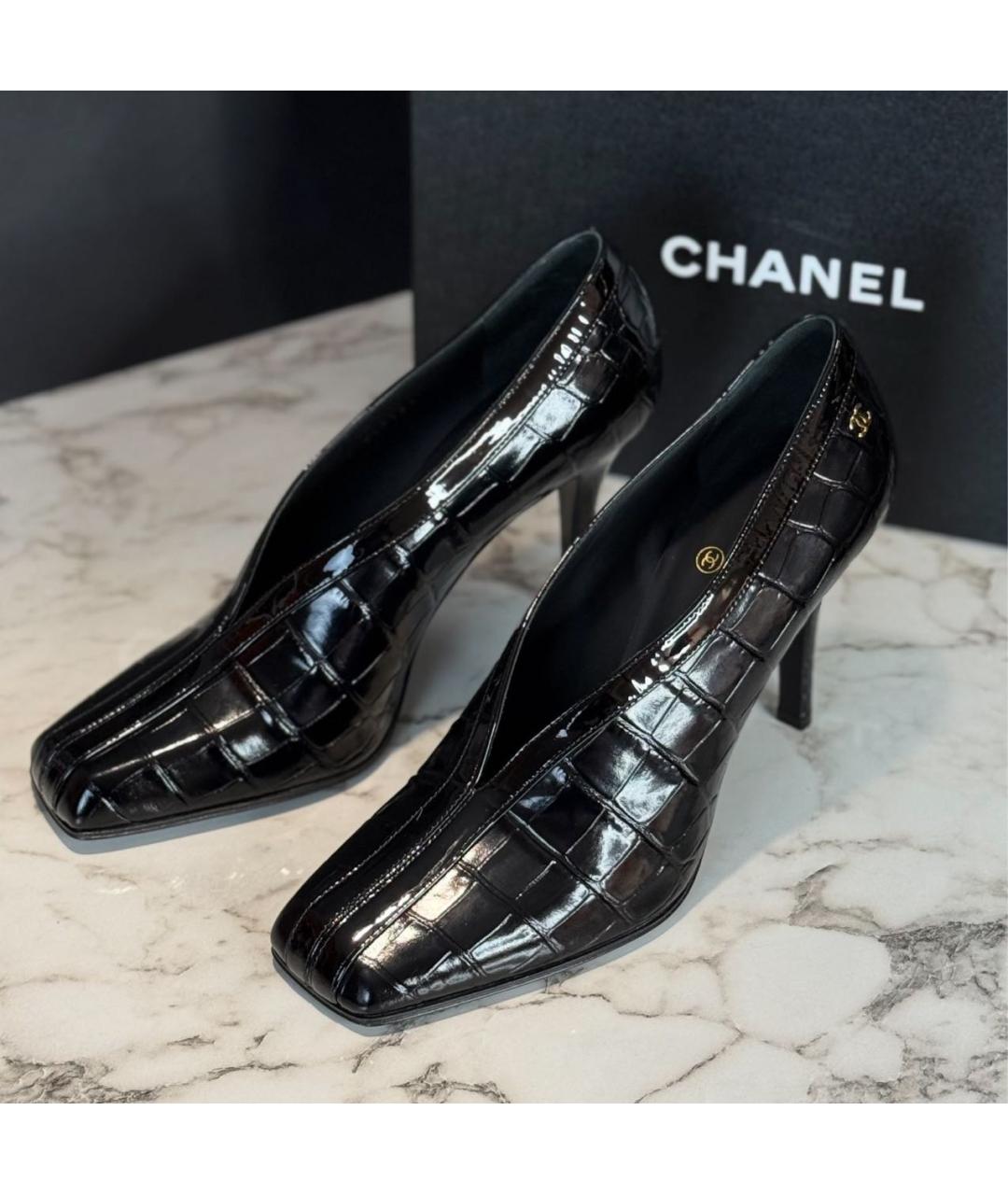 CHANEL Черные кожаные туфли, фото 3