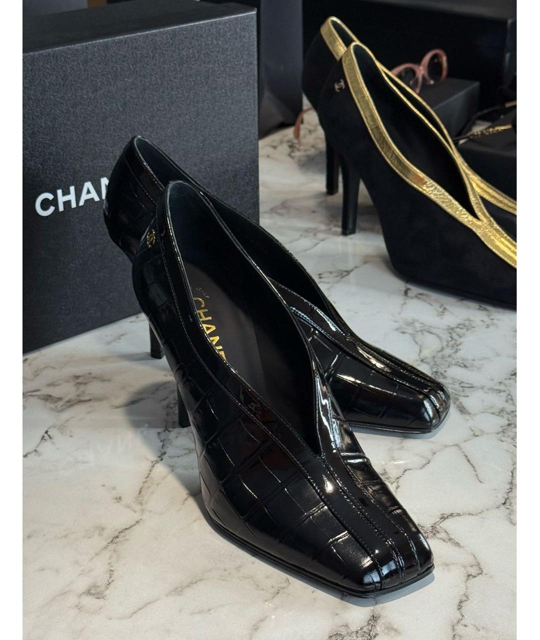 CHANEL Черные кожаные туфли, фото 5