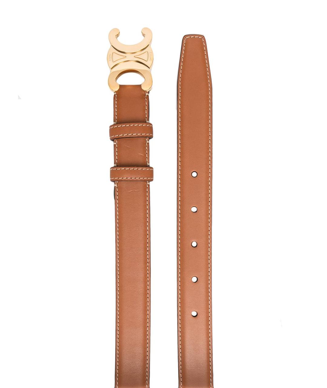 CELINE Коричневый кожаный ремень, фото 2