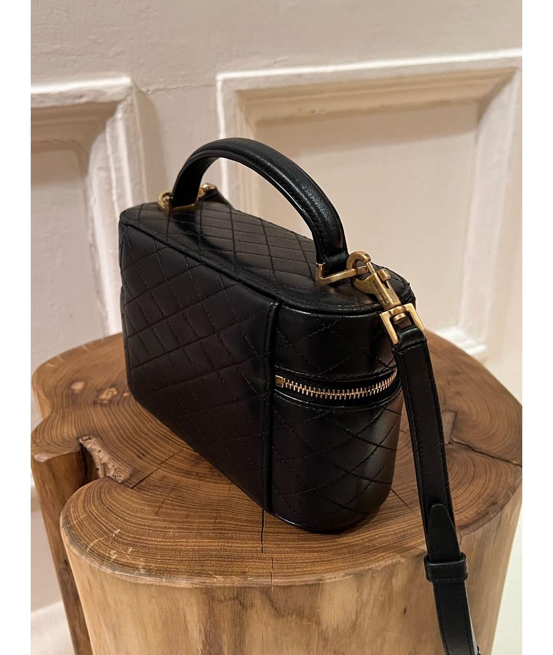 SAINT LAURENT Черная кожаная сумка с короткими ручками, фото 3