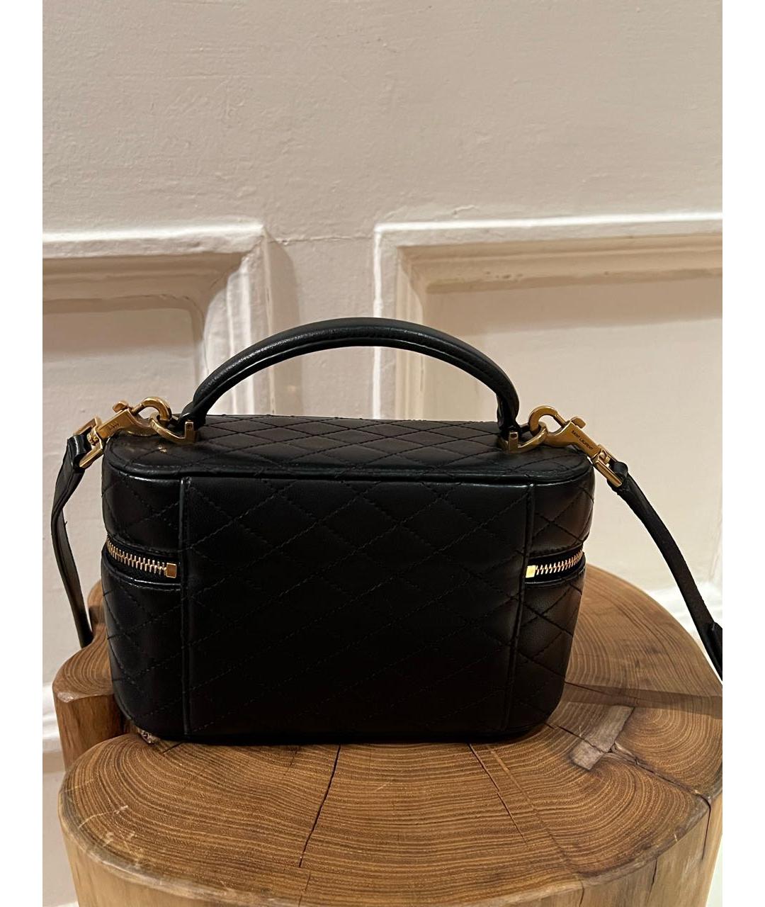 SAINT LAURENT Черная кожаная сумка с короткими ручками, фото 4