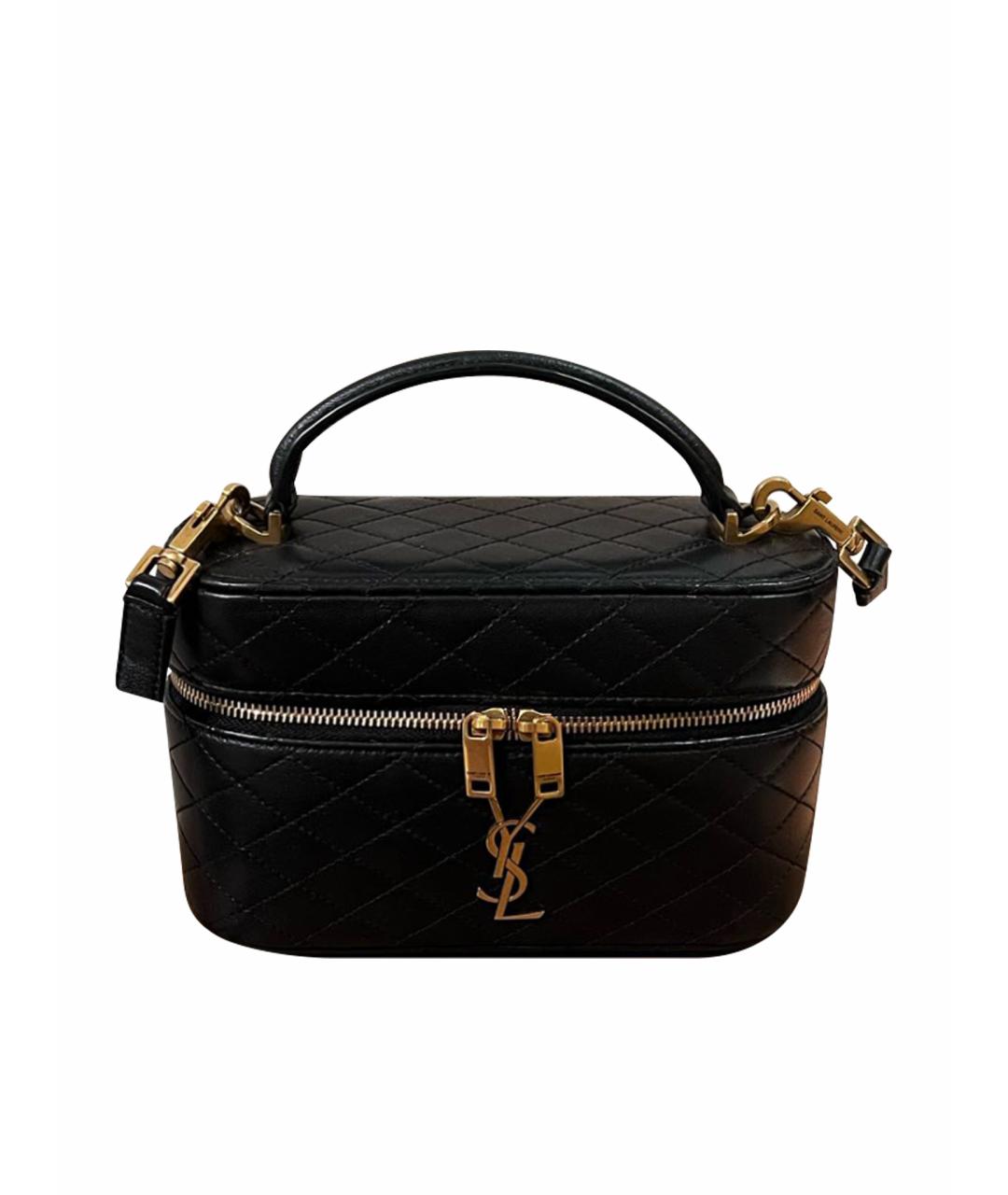 SAINT LAURENT Черная кожаная сумка с короткими ручками, фото 1