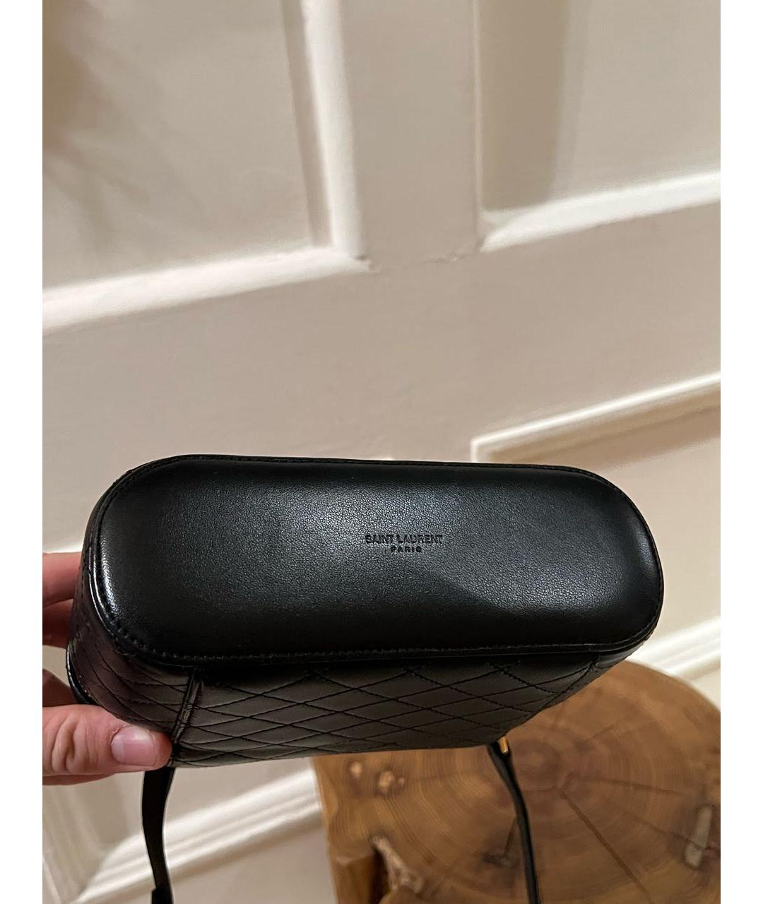 SAINT LAURENT Черная кожаная сумка с короткими ручками, фото 7