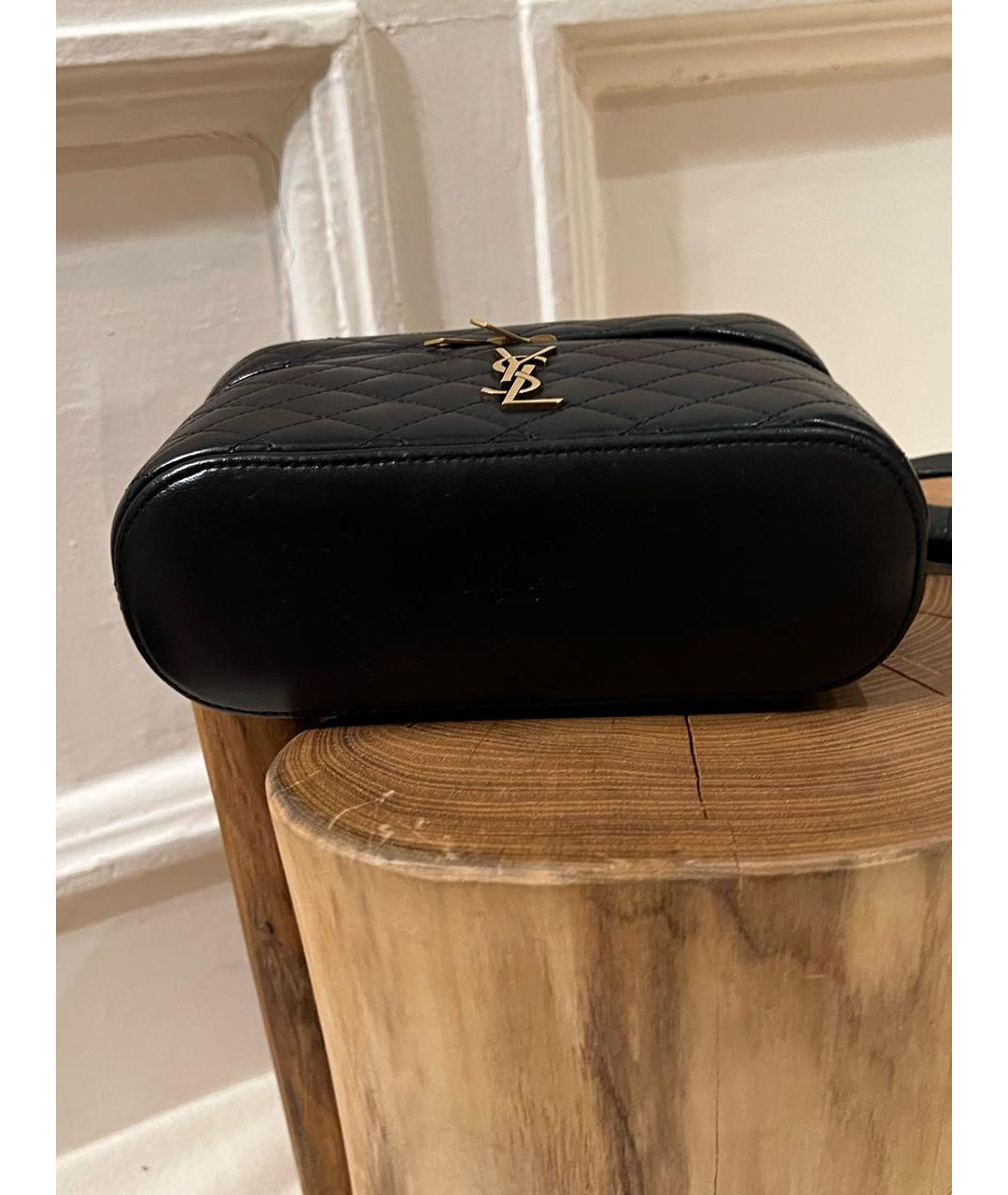 SAINT LAURENT Черная кожаная сумка с короткими ручками, фото 5