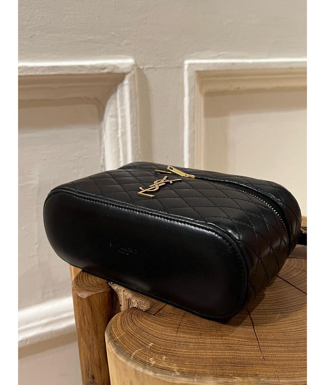 SAINT LAURENT Черная кожаная сумка с короткими ручками, фото 6