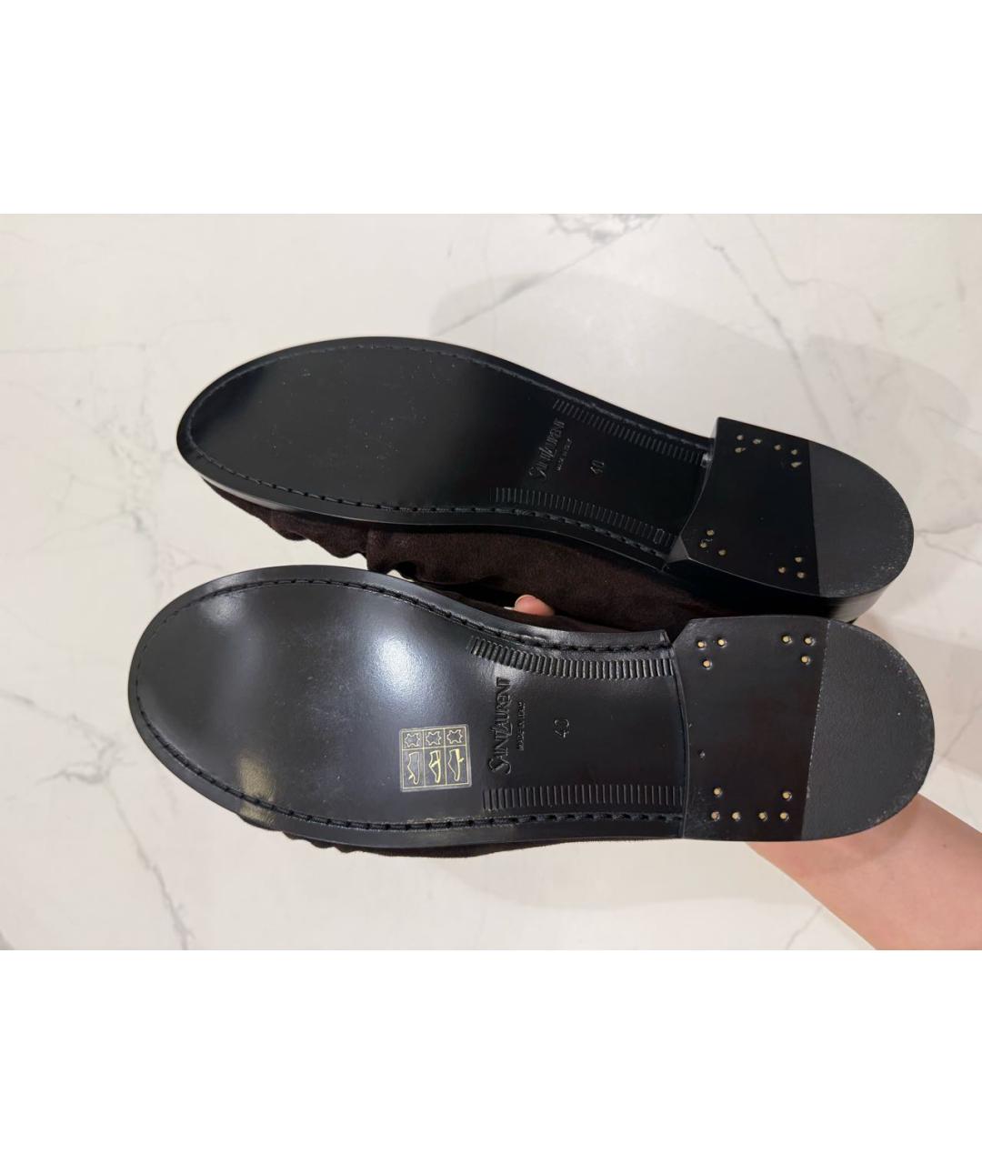 SAINT LAURENT Коричневые замшевые лоферы, фото 5