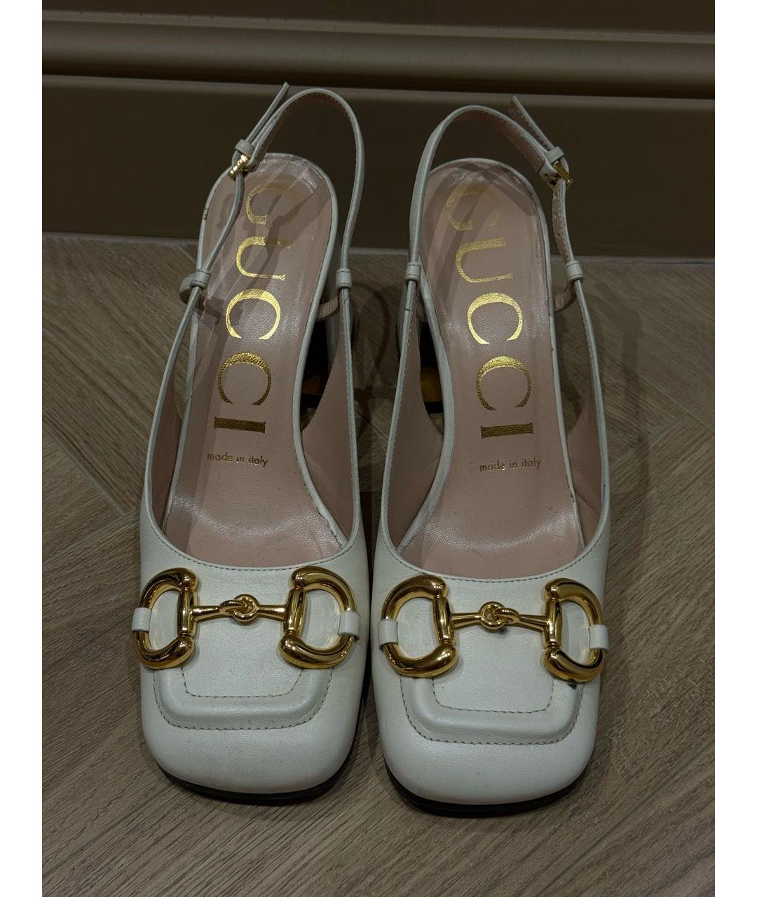 GUCCI Белые кожаные туфли, фото 2