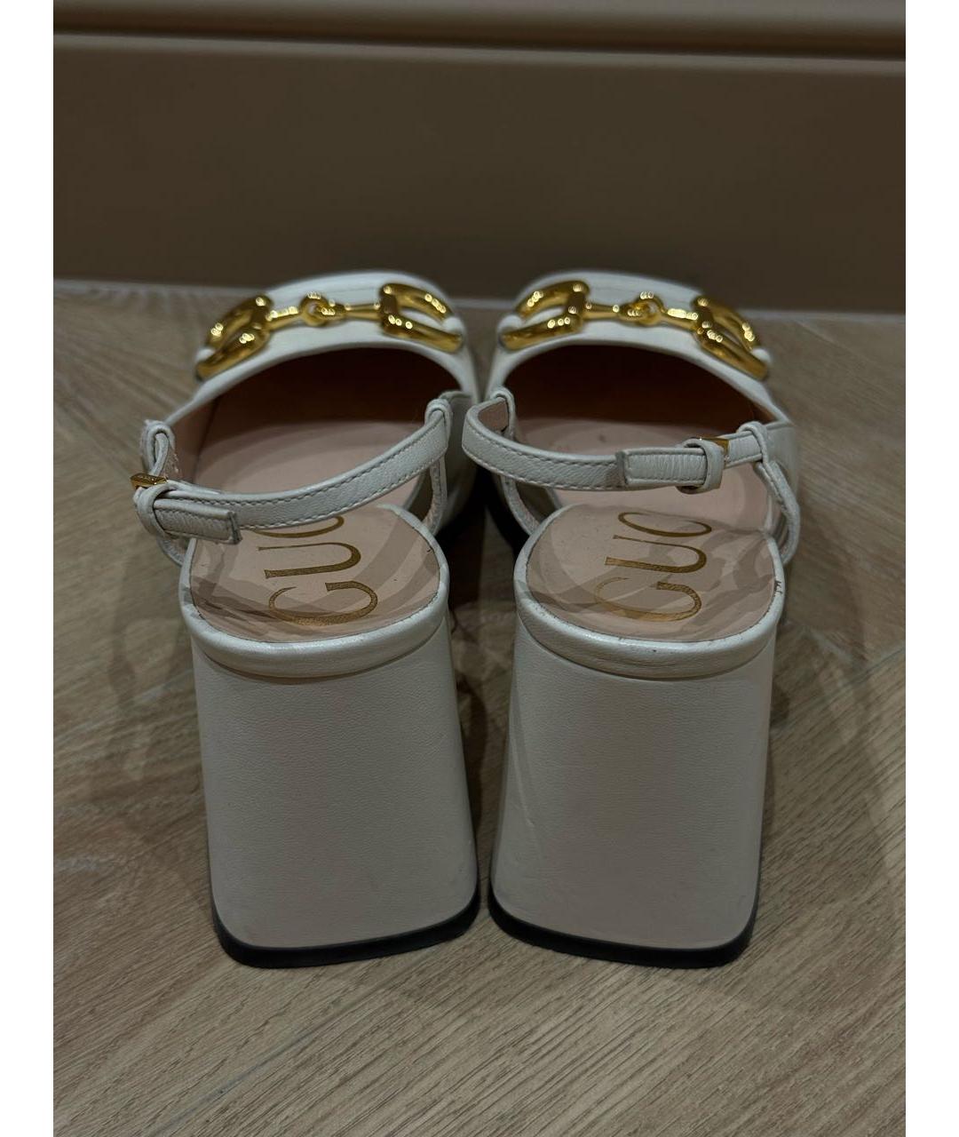 GUCCI Белые кожаные туфли, фото 4