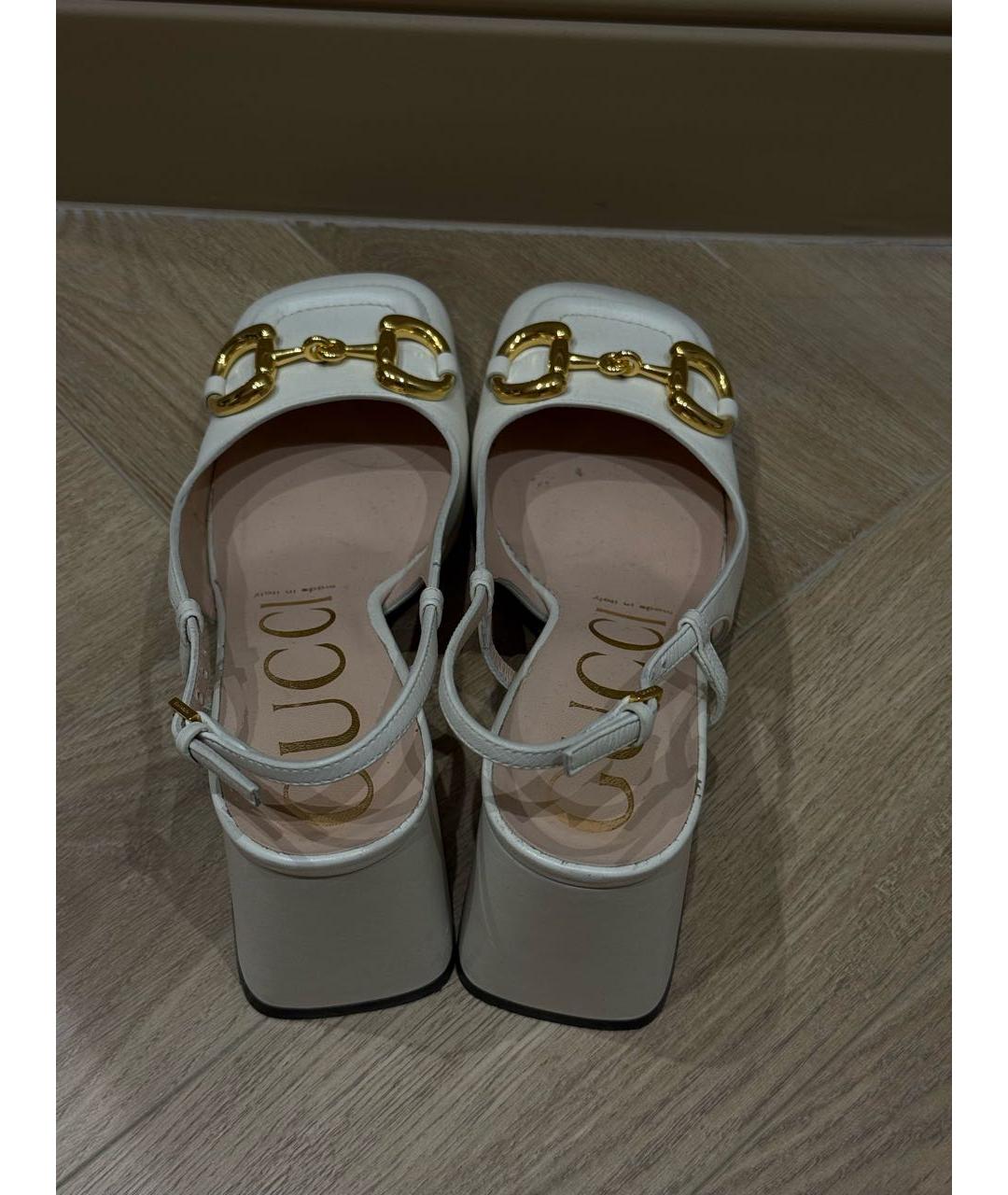 GUCCI Белые кожаные туфли, фото 3