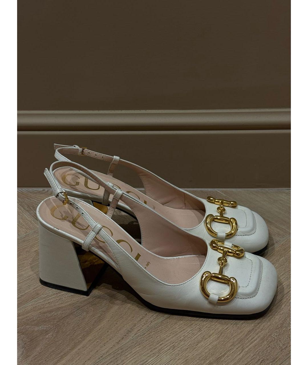 GUCCI Белые кожаные туфли, фото 5